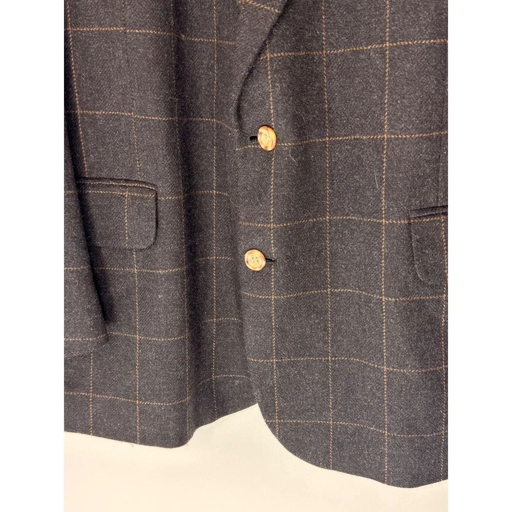 Oscar de la Renta Blazer Men's Charcoal Gray Plaid Sports Coat Work Preppy 48L
